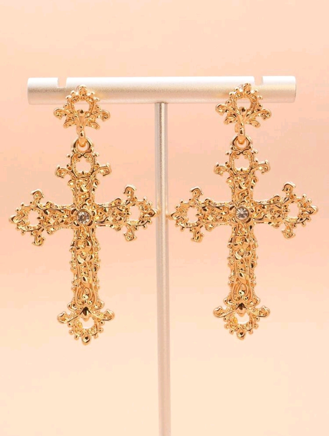 Large Gold Cross Earrings