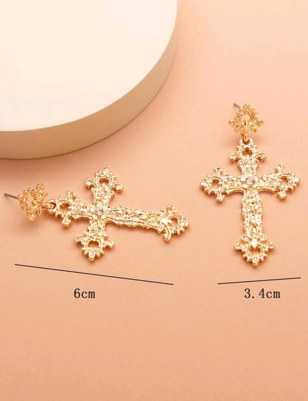 Large Gold Cross Earrings